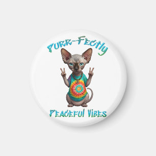 Íman Vibrações Pacíficas de Gatinho Boho Hippie 