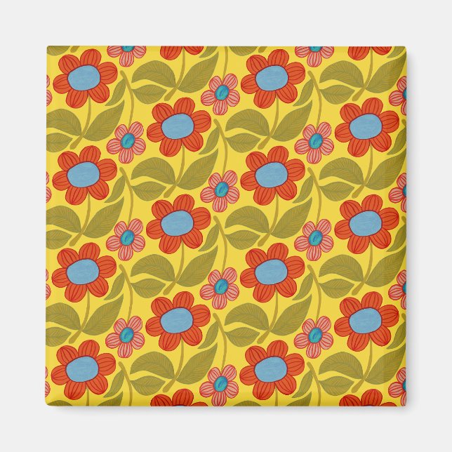 Íman Vibrant Flower Pattern Magnet (Frente)