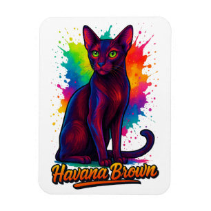 Íman Vibrant Havana Brown Cat Pop Art - Moderno Colorid