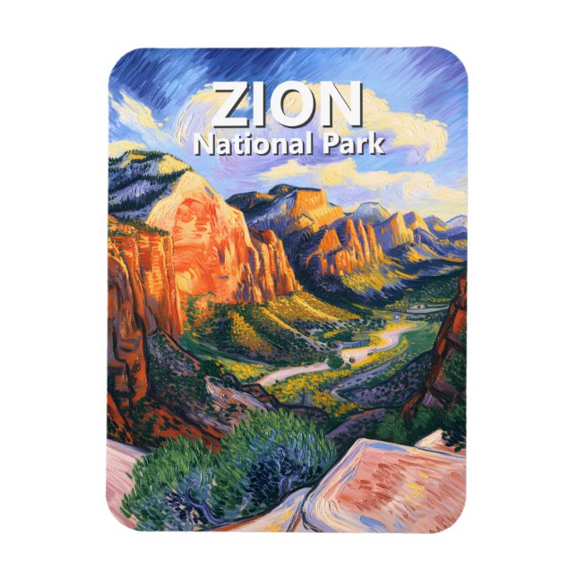 Íman Vibrant Zion National Park Angels Landing Van Gogh (Vertical)
