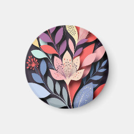 Íman Vibrante Floral de Papel Cortado Botânico