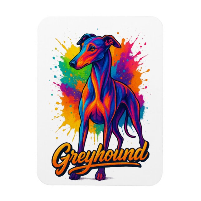 Íman Vibrante Greyhound de Arte Pop Cinza (Vertical)
