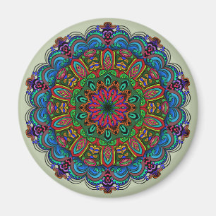 Íman Vibrante Padrão Floral e Geométrico de Mandala