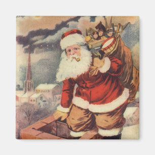 Íman Victorian Papai Noel do natal vintage na chaminé