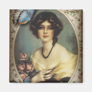 Íman Victorian parisiense da menina da borboleta floral