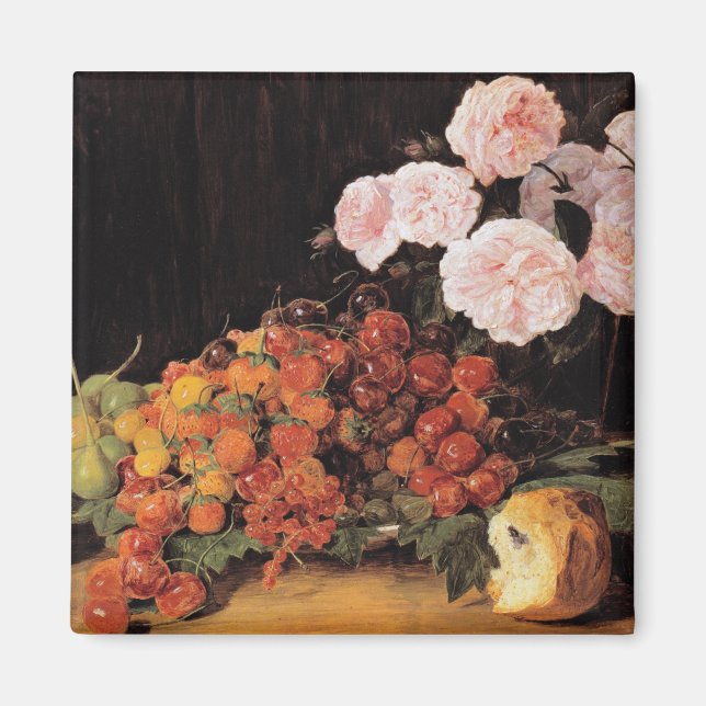 Íman Vida Contínua com Rosas, Morangos e Pão (Frente)