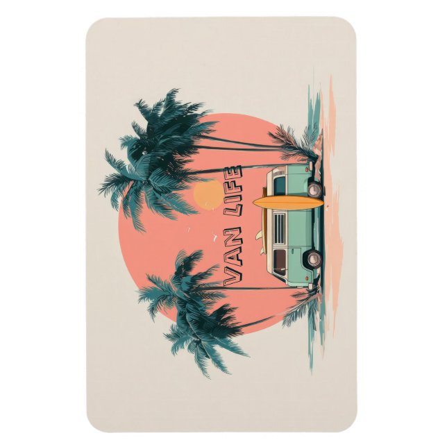 Íman Vida em Van – Arte Retro de Trailer de Praia (Vertical)