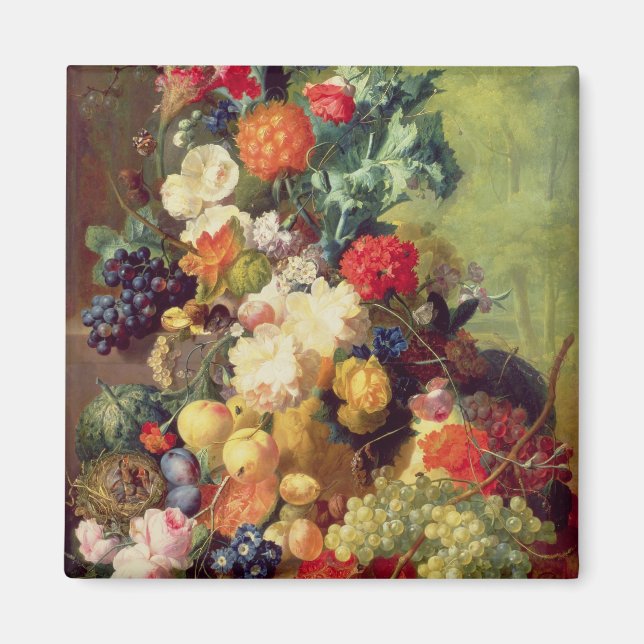 Íman Vida Estática com Flores e Frutas (Frente)