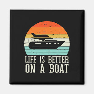 Íman Vida Melhor No Barco Pôr do Sol Retro Iate Capitão