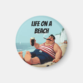 Íman Vida na praia, Homem fumando charuto e cerveja Beb