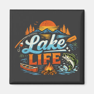 Íman Vida no Lago Pesca e Acampamento Vintage