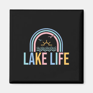 Íman Vida no Lago Pescador Retro Groovy Pesca Amantes d