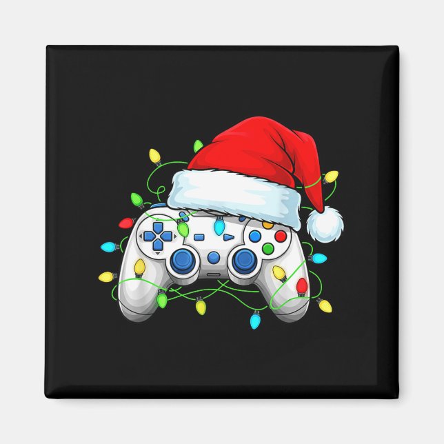 Íman Video Game Controller Christmas Santa Hat Gamer Bo (Frente)