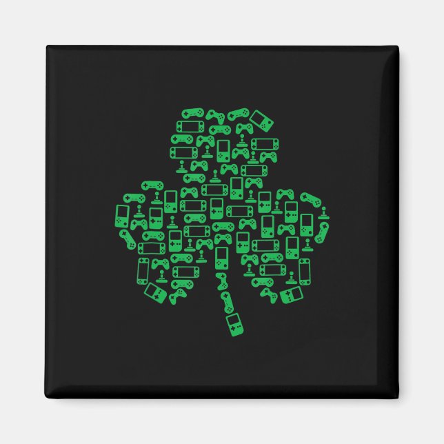 Íman Video Game Controller Shamrock Irish Gamer Rua Pat (Frente)