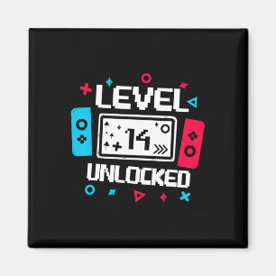 Íman Vídeo Gamer 14 Birthday Gift de Nível 14 desbloque