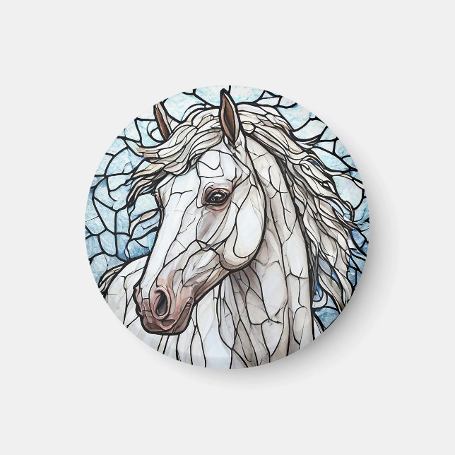 Íman Vidro colorido Cavalo Branco (Frente)