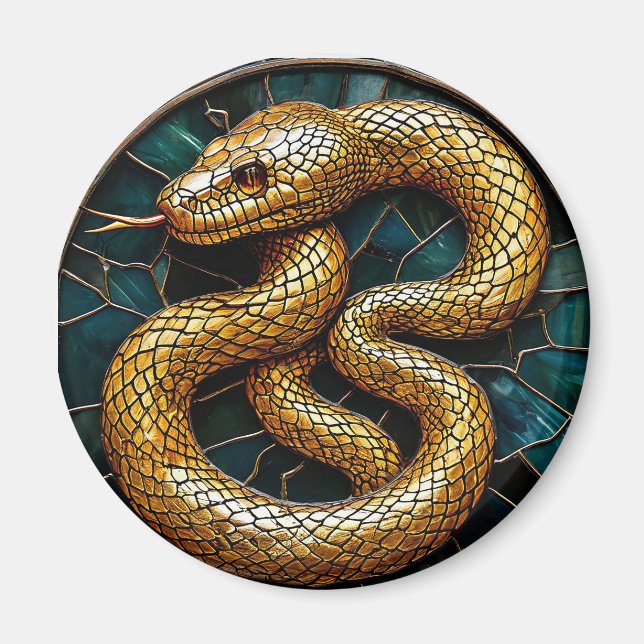 Íman Vidro colorido cobra dourada (Frente)