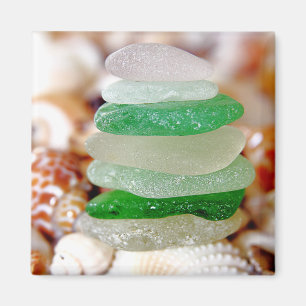 Íman Vidro de Praia no Magnet de Seashells