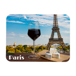 Íman Vidro de vinho com queijo ceroso na torre Eiffel
