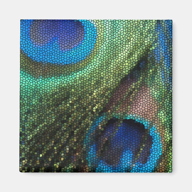 Íman Vidro Pavão Azul (Frente)