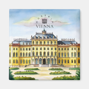 Íman Viena Áustria Aquarela Cidade Memória de Viagem