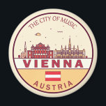 Íman Viena, Áustria, Cidade do Skyline Emblem<br><div class="desc">Design de arte colorida e minimalista de Viena,  com monumentos e marcos da cidade da Áustria.</div>