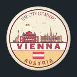 Íman Viena, Áustria, Cidade do Skyline Emblem<br><div class="desc">Design de arte colorida e minimalista de Viena,  com monumentos e marcos da cidade da Áustria.</div>