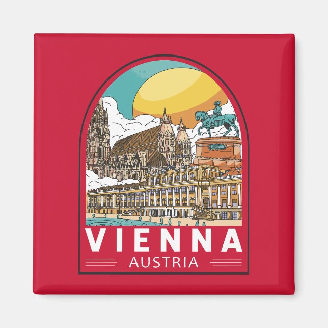 Íman Viena Áustria - Viagem Retro Emblem (Frente)