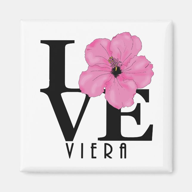 Íman Viera LOVE Pink Hibiscus Magnet (Frente)