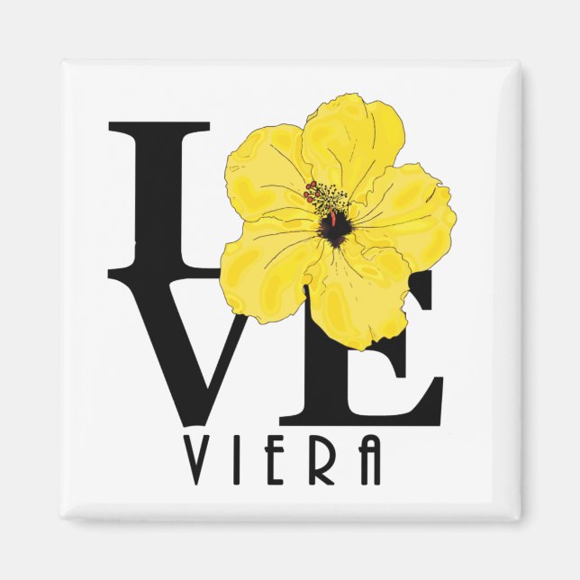 Íman Viera LOVE Yellow Hibiscus Magnet (Frente)