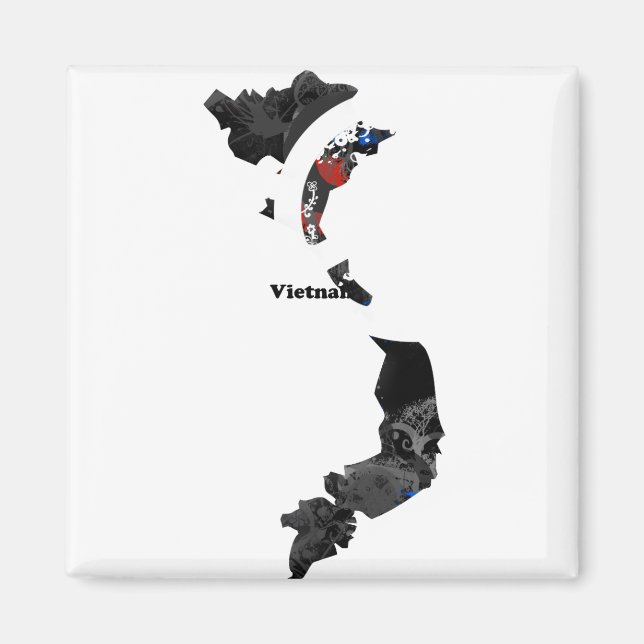 Íman Vietnã: Trendy Peace Sign com mapa vietnamita (Frente)