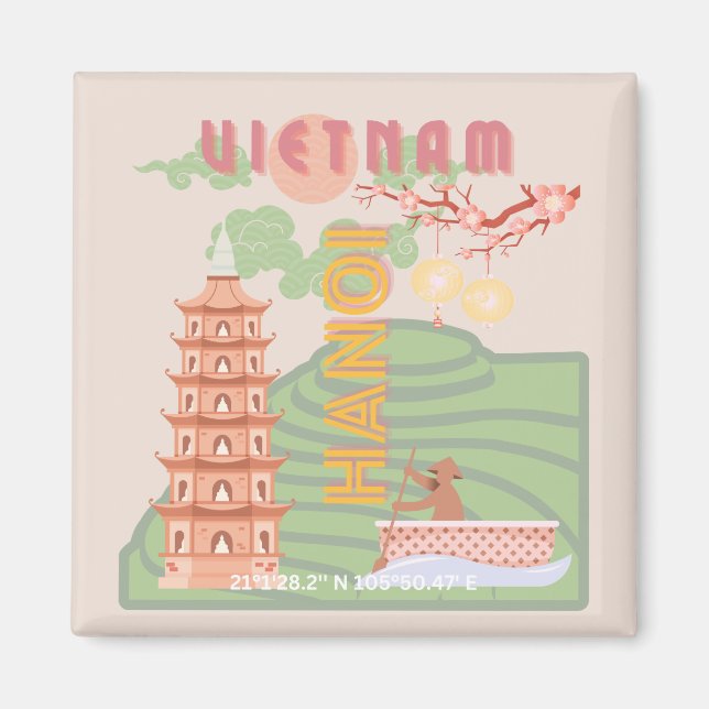Íman Vietnam Viagem Art, Vintage (Frente)