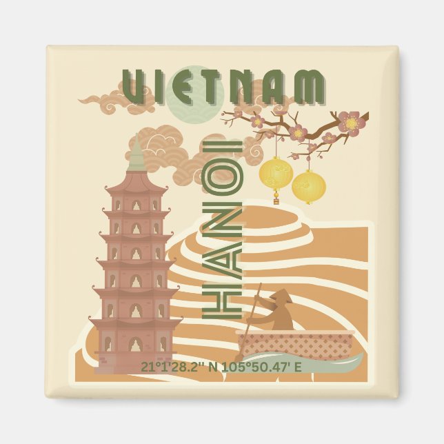 Íman Vietnam Viagem Art, Vintage (Frente)