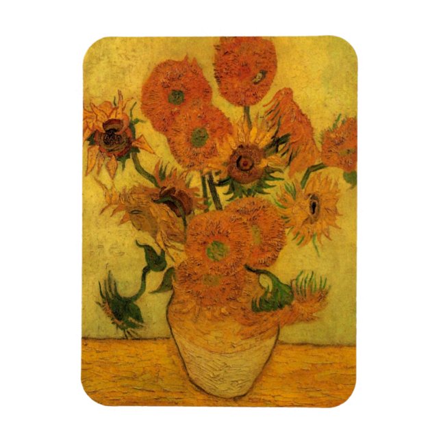 Íman Vincent van Gogh Ainda Vase com 15 Girassóis (Vertical)