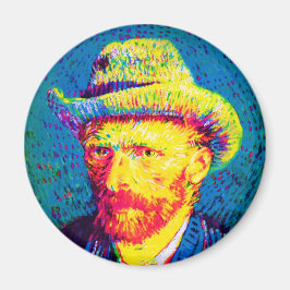 Íman Vincent Van Gogh - Autoretrato de arte Pop com cha