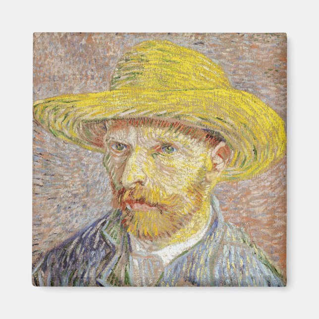 Íman Vincent van Gogh - Autorretrato com Chapéu de Palh (Frente)