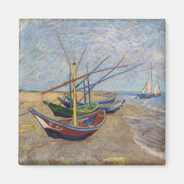 Íman Vincent van Gogh - Barcos de Pesca na Praia (Frente)