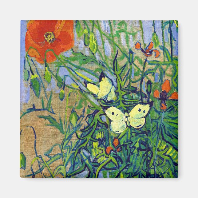 Íman Vincent van Gogh Butterflies e Poppies (Frente)