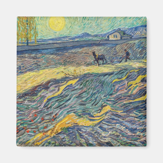 Íman Vincent van Gogh - Campo com lavoura de agricultor (Frente)