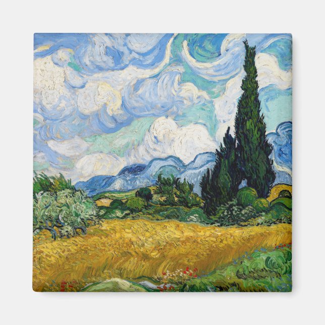 Íman Vincent Van Gogh - Campo de Trigo com Cipras (Frente)