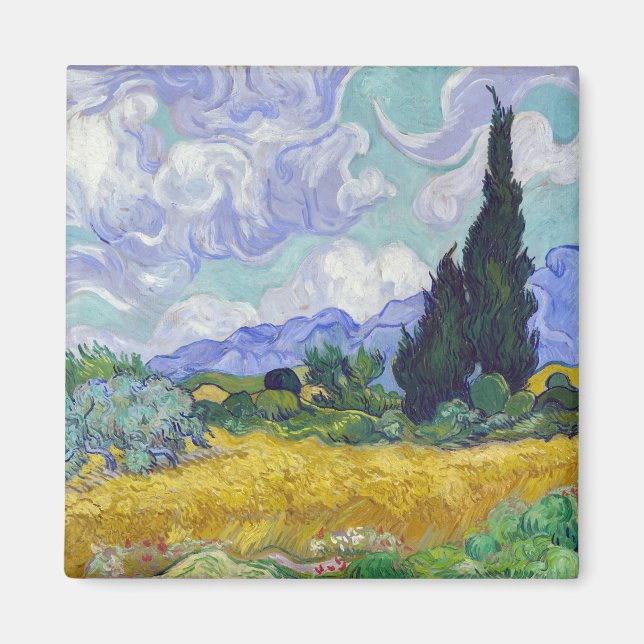 Íman Vincent Van Gogh - Campo de Trigo com Cipras (Frente)
