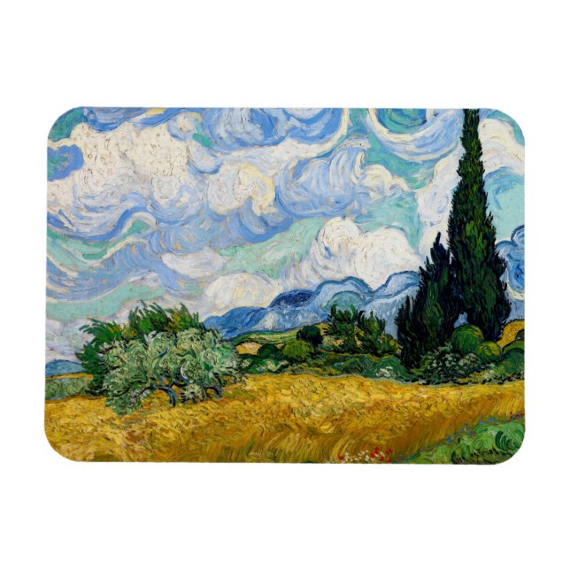Íman Vincent Van Gogh - Campo de Trigo com Ciprestes (Horizontal)