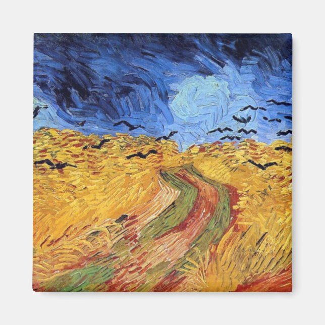 Íman Vincent Van Gogh - Campo de Trigo com Corvos Preto (Frente)