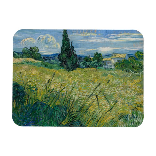 Íman Vincent Van Gogh, Campo de Trigo Verde com Cypress (Horizontal)