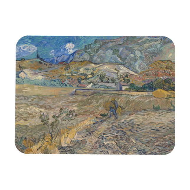 Íman Vincent Van Gogh, campo fechado com camponês (Horizontal)