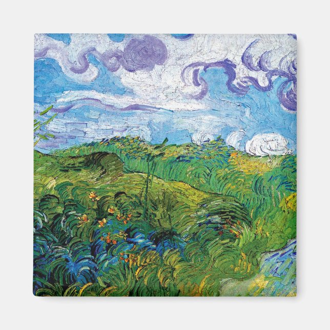 Íman Vincent Van Gogh - Campos de Trigo Verde em Auvers (Frente)