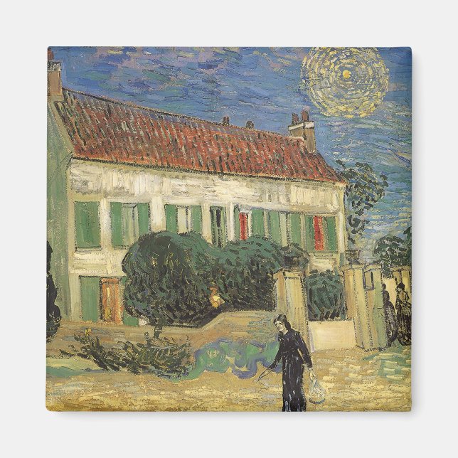Íman Vincent van Gogh - Casa Branca à Noite (Frente)