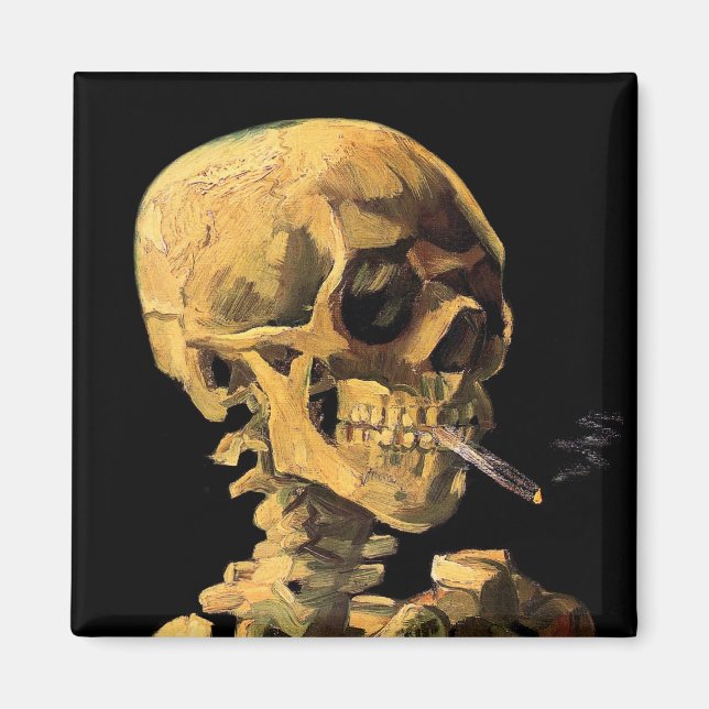 Íman Vincent Van Gogh - Caveira Com Cigarro Aceso (Frente)