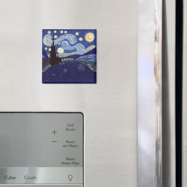 Íman Vincent Van Gogh estilo Starry Night e Lake (In Situ (Fridge))