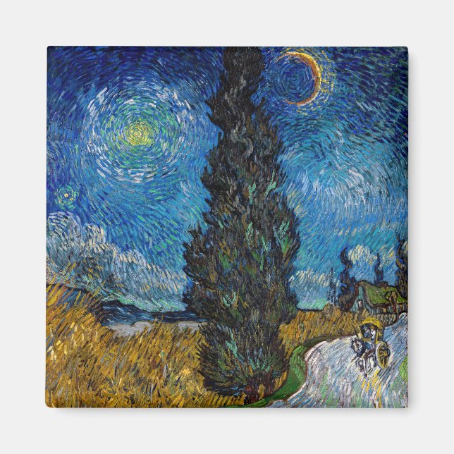 Íman Vincent van Gogh - Estrada com Cipreste e Estrela (Frente)